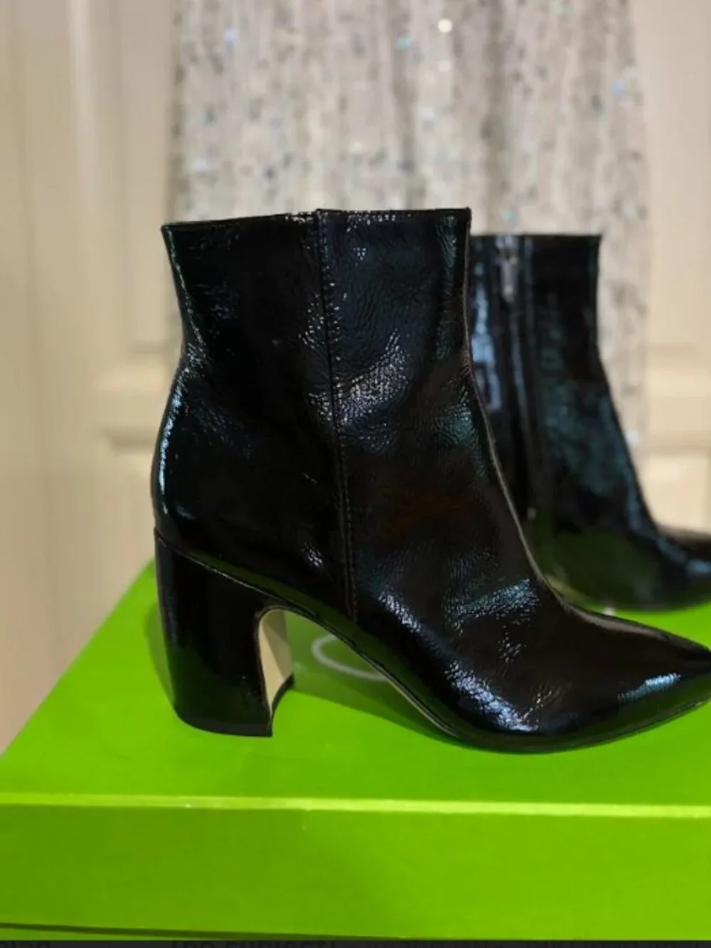 Sam Edelman Ankle Boots – Black Patent Leather Look. Size 7